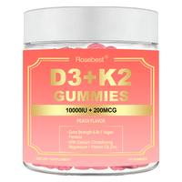 Vente en gros de gommes à mâcher personnalisées à la formule végane extra forte 6 en 1, enrichies en vitamine D3 K2, avec 500 mg de citrate de calcium, magnésium + vitamine C et zinc