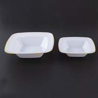 Assiettes carrées en plastique doré/argenté personnalisables, élégantes assiettes métalliques à bords arrondis pour la fête de mariage