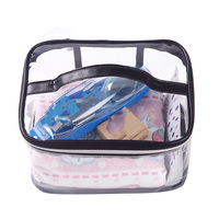 Voyage Portable personnalisé 4 pièces clair Transparent étanche Pvc grand Double couche pinceau de maquillage étui sac cosmétique ensemble