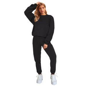 Hot Sell <strong>Plus</strong> <strong>Size</strong> Jogger Crewneck <strong>Pullover</strong> Outfits Custom Embroidery Logo Sexy Tracksuits 2 Piece Sports Leisure Women'S Sets - Product Image 3
