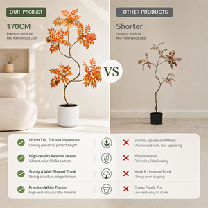 Albero Artificiale Realistico ed Ecologico di Alta Qualità, Pianta in Vaso di Plastica Rossa per Decorazione Interna e Ufficio, <span class=keywords><strong>Verde</strong></span> Moderno - Product Image 4