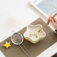 Lelyi Creative Cute Hot Selling Starfish Matcha Bowl Set Eco-Friendly Ceramic Porcelain Matcha Starter Kit Cartoon Star Bowl