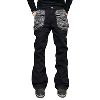 Jean Flare Homme Personnalisé Camouflage Poches Cargo Fermeture Éclair Denim Micro Délavé Vintage Streetwear Coupe Bootcut