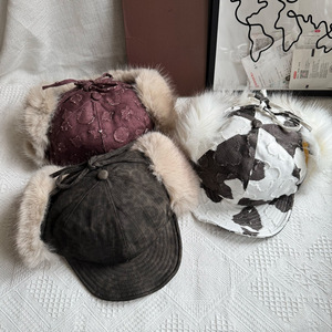 <b>Leopard</b> <b>Print</b> Plush Duckbill <b>Hat</b> With Ear Flaps Keep Warm Windproof Bucket <b>Hat</b> For Women Autumn Winter Outdoor Use - Product Image 5
