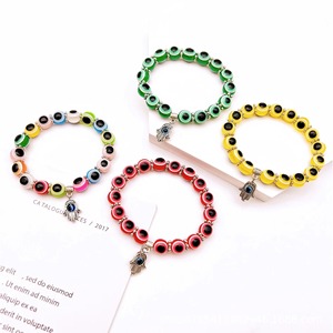 Pulsera Elástica de Resina con Cuentas de Ojo de Diablo Coloridas, Joyería Retro con Encanto, Regalo para Mujer, Accesorios de Moda, Origen Yiwu - Product Image 1