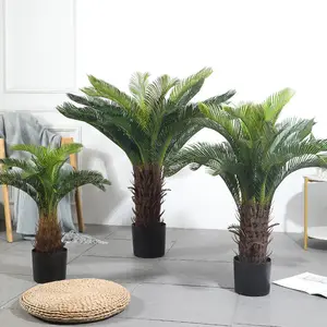 Wholesale simulation plant cycad pot indoor landscape decoration green plant bonsai artificial iron tree for garden decor
