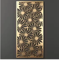 Nouvelle cloison de séparation en acier inoxydable brossé de style chinois, découpée au laser, décor floral de luxe, anti-rouille