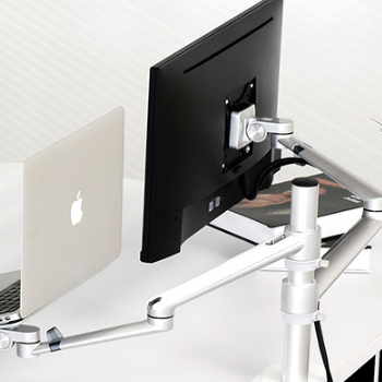 Aluminum Multifunction 10"-17"Ergonomics Desk Laptop Stand 32" Monitor Desktop Holder Computer Full Motion with Column bar