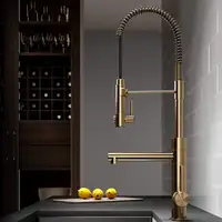 Luxury Brushed Gold Spring Kitchen Faucet