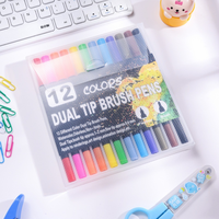 Ensemble de stylos à pointe double grande capacité pour aquarelle, adaptés aux enfants, pour gribouiller, dessiner, lavables, non tachants, marqueurs colorés