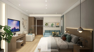 Juego de Muebles de Dormitorio de Hotel Estándar de 3 Estrellas, Moderno, Cama King Size de Madera con Sofá, Mesitas de Noche, Cabecera, Armario y Soportes para TV - Product Image 3