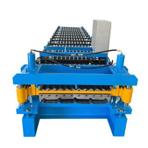 <span class=keywords><strong>Machine</strong></span> de formage à rouleaux automatique à double couche pour la production de tuiles de toiture ondulées - Product Image 6