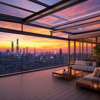 Hochgeschossiger Dachterrassen-Aluminium-Wintergarten mit Panorama-Glaswänden, Sonnenuntergang-Terrasse und Stadtansicht-Einhausung für Hotels