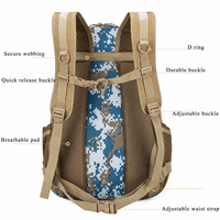 Sac à dos tactique de fitness 35L avec logo personnalisé, faible MOQ, professionnel, étanche, pour activités de plein air, livraison DDP directe d'usine US/UE