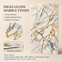 Panneau mural en PVC brillant MORLENX, effet marbre craquelé blanc, noir et or, pour décoration murale de luxe