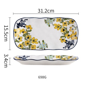 Hot Hand-painted Ceramic Tableware Set Household Baking Pan <b>Mug</b> Bowl Western Food Flat Plate Sets - Product Image 5