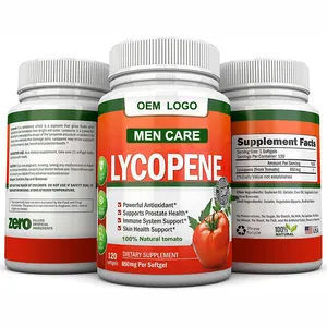 Bán buôn OEM có nguồn gốc từ 100% tự nhiên cà chua người đàn ông tuyến tiền liệt tim mạch chăm sóc sức khỏe 650mg Lycopene Softgels viên nang