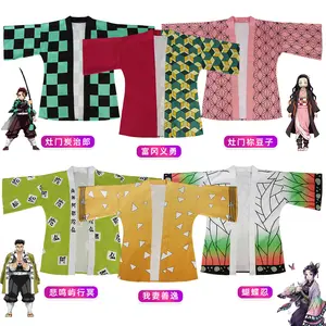 Pabrik Cina Pakaian Halloween Tanjirou Nezuko Pakaian Anime Jepang Demon Slayer Kimono Jubah Kostum untuk Anak Perempuan