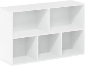 Best-selling bookcase locker,5 white wooden cubes,