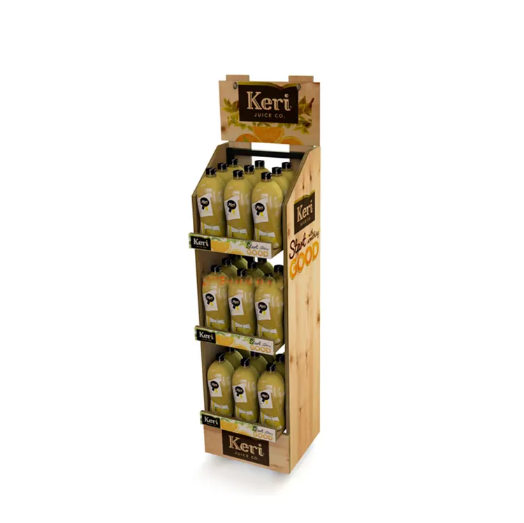 Aangepaste Promotionele Hout Materiaal Pos Display Rack Voor Drank