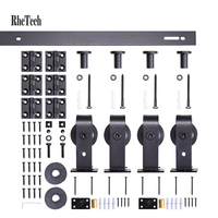 RHETECH Kit de portes coulissantes pliantes à montage supérieur en acier au carbone de 3 pieds Ensemble de quincaillerie durable pour porte de grange coulissante à deux volets pour le salon