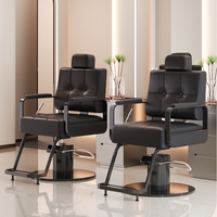 Chaise de barbier ergonomique inclinable portable de style moderne de haute qualité en cuir PU, rotation à 360 degrés, pompe hydraulique multifonction