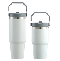 Gobelet en acier inoxydable de 20oz 30oz avec paille Bouteille d'eau isolée sous vide pour la maison, le bureau ou la voiture Tasse réutilisable avec paille