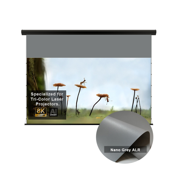 VisualMr C-NG Motorized Electric Drop PVC Fabric Nano Grey ALR Projection Screen Wall Mount 100inch 16:9 4K Tri-color Laser