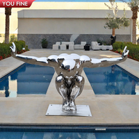 YOUFINE Statue de plongeur en acier inoxydable poli miroir pour la décoration de piscine et de jardin de villa
