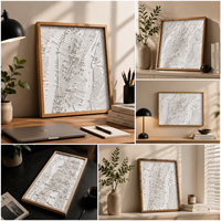 Cadre en bois massif artisanal pour miniatures de paysages urbains 3D 10x10 pouces en chêne, teck, noyer, marupa, malpe, hêtre – Cadre d'art pour table de bureau ou de maison