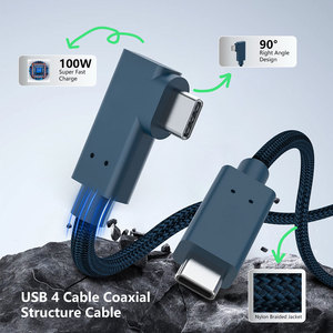 สายโคแอกเชียล USB 4 แบบงอ 90 องศา ความเร็ว 40Gbps รองรับวีดีโอ 8K กำลังไฟ 100W สายถักแบบอ่อนพิเศษขนาด 3.9 มม. สำหรับ <span class=keywords><strong>VR</strong></span> AR MR ปรับแต่งได้ - Product Image 2