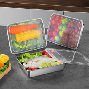 Plateau à pain pour la préparation des aliments au four pour mariner la viande Cookie Grille-pain Pan en acier inoxydable Rectangle Plaque de cuisson avec couvercle - Product Image 6