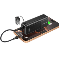 Power Bank ponsel portabel, pengisi daya nirkabel portabel 10000mah 20000mah, kabel LCD bawaan CE ROHS PD22W