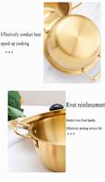 201 acier inoxydable or conception coréenne Ramen nouilles Pot Double couvercle inférieur nouvelle cuisinière à Induction conviviale pour les stocks de fruits de mer