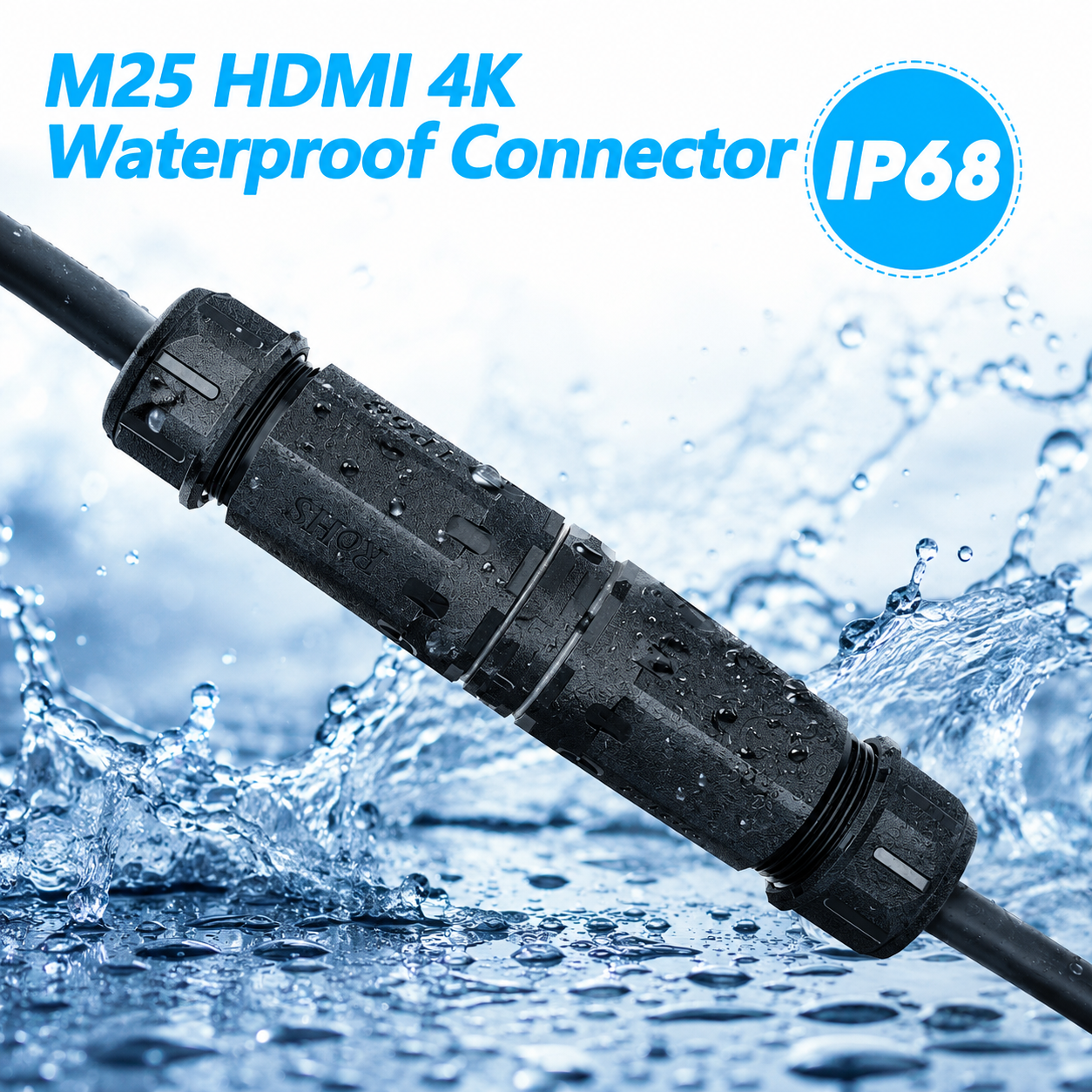 YPM25-HDMI4K-A IP68 M25 Waterproof HDMI 4K@60Hz Female to Female Coupler