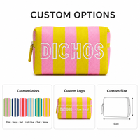 DICHOS pour logo personnalisé, sac de voyage et de maquillage tendance en polyester à rayures contrastées avec fermeture éclair, forme octogonale verticale