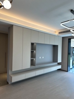 Mueble de TV Flotante Gris con LED y Cajones de Almacenamiento - OEM Personalizado Disponible