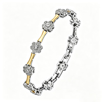 Bracelet tennis en cuivre micro-incrusté de zircon à petites fleurs pour couples, accessoires faits main haut de gamme et de luxe léger