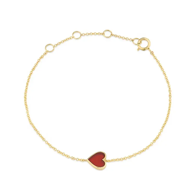 18k gold 925 sterling silver enamel heart bracelet