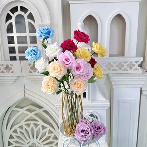 Meiyu Craft Flowers Artificial Roses Silk Handmade <b>Wedding</b> Decorations 3-Headed Rose Bouquet Home Decoration <b>Props</b> - Product Image 1