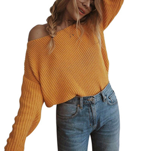 <span class=keywords><strong>Pull</strong></span> en tricot pour femmes, asymétrique, avec épaules dénudées et manches chauve-souris, <span class=keywords><strong>pull</strong></span> <span class=keywords><strong>ample</strong></span> - Product Image 3
