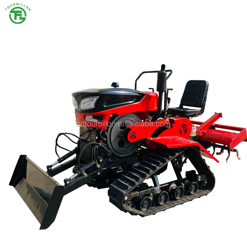 Cultivador rotativo de orugas de tipo sentado, tractor multifuncional, oruga, inclinación rotativa automática, 25HP