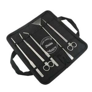 5PCS de acero inoxidable de planta de acuario herramientas acuario pinzas acuario tijeras con bolsa de tela - Product Image 1