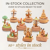 Boîte à musique en bois prête à être expédiée, mouvement Yunsheng, cadeau d'anniversaire ou de Noël pour les enfants de 5 à 10 ans, MOQ faible, 12 pièces