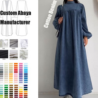 Abaya en jean bleu personnalisée 2024 Nouvelle Robe Musulmane Femme Arabe Dubaï Vente en Gros Abaya Fermée Vêtements Islamiques pour Femmes