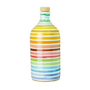 Huile d'olive extra vierge intense et fruitée de 500 ml, artisanale, en bouteille en terre cuite arc-en-ciel - Product Image 1