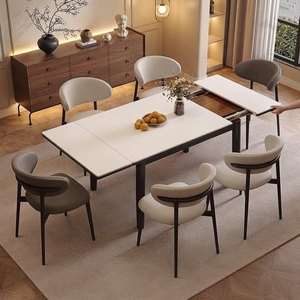 Table <span class=keywords><strong>à</strong></span> <span class=keywords><strong>manger</strong></span> moderne et écologique en pierre frittée extensible, <span class=keywords><strong>4</strong></span>-6 places, avec structure métallique télescopique, gain <span class=keywords><strong>de</strong></span> place pour appartement et hôtel - Product Image 4