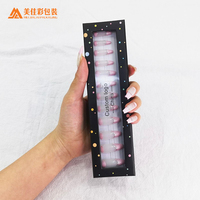 Boîte de luxe personnalisée avec logo pour faux ongles, boîte d'emballage pour faux ongles transparents