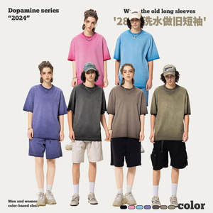 เสื้อยืดแขนสั้นวินเทจผู้ชาย น้ำหนัก 280 กรัม สไตล์สตรีทอินเทรนด์ย้อนยุค ผ้าฝ้าย 100% - Product Image 2