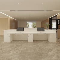 Bureau de réception en bois moderne et minimaliste de luxe pour entreprise, salon de beauté, hôtel, école, hôpital, bureau, centre commercial